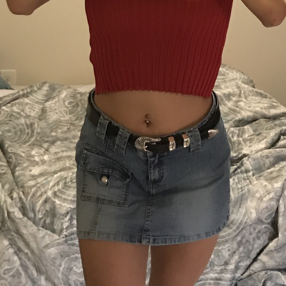 Space girls mini blue Jean skirt
